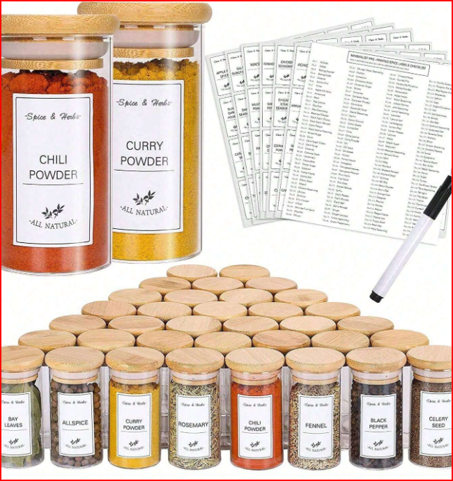 192-Piece Minimalist Kitchen Spice and Label Set