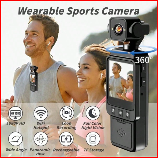 Pocket Pro 1080P Action Vlogging Camera (360° Mount)