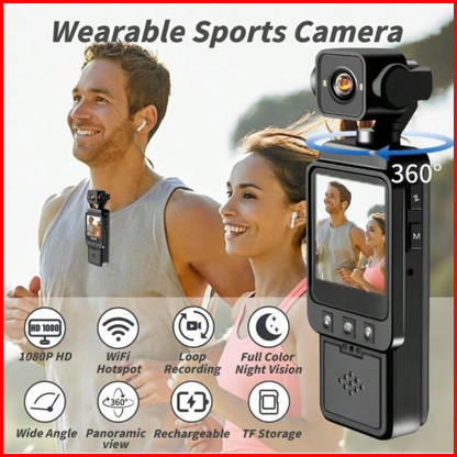 Pocket Pro 1080P Action Vlogging Camera (360° Mount)