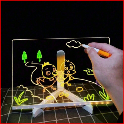 LED Glow Dry Erase Memo Board with Stand (7 Color Pens)