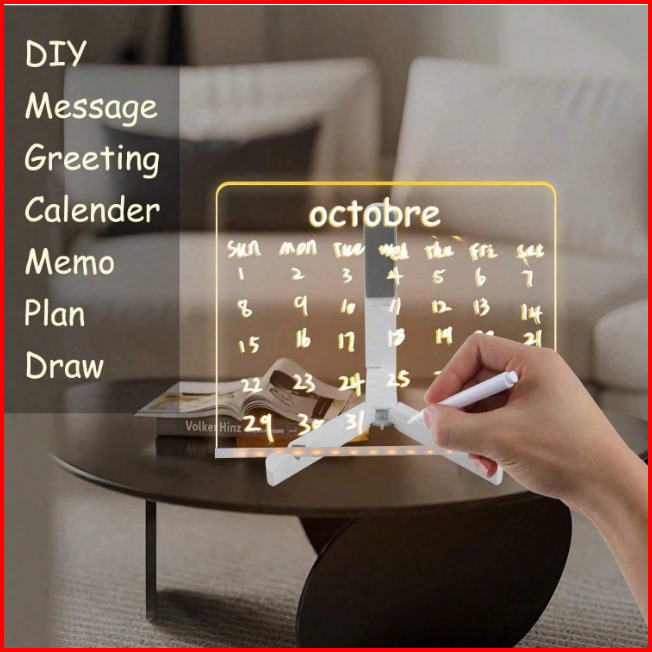 LED Glow Dry Erase Memo Board with Stand (7 Color Pens)