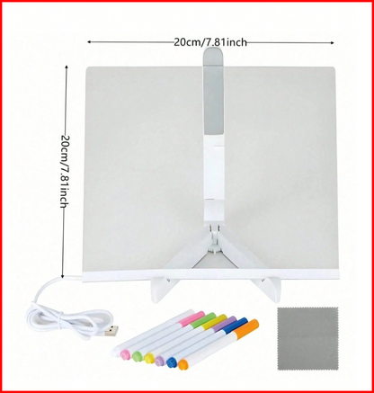 LED Glow Dry Erase Memo Board with Stand (7 Color Pens)