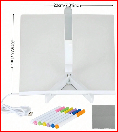 LED Glow Dry Erase Memo Board with Stand (7 Color Pens)